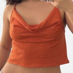 Urban Outfitters Cowl Neck Jacquard Tank Tomato Small Shirt Top Out From Under